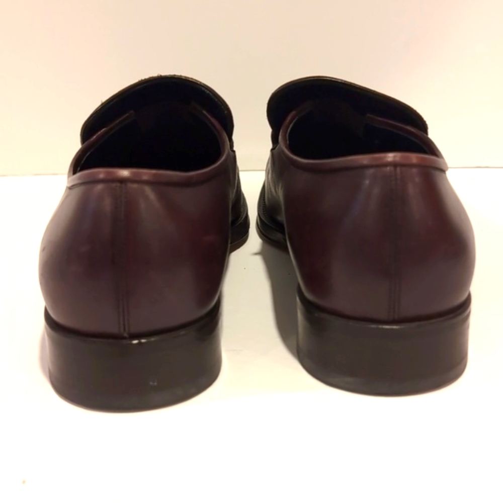 Salvatore Ferragamo Burgundy Brown Leather Penny Loafers Size 8 - Picture 5 of 15